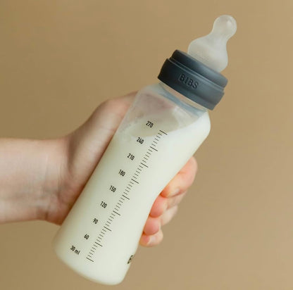 BIBS Biberón de 9 oz / 9.1 fl oz de silicona - Anti-cólico, sin BPA, pezón redondo, flujo medio