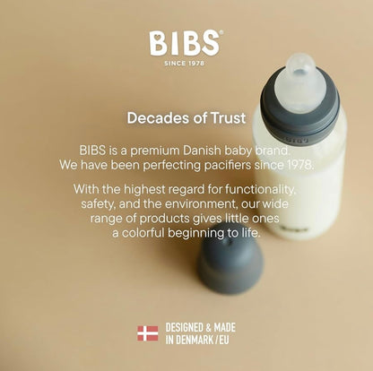 BIBS Biberón de 9 oz / 9.1 fl oz de silicona - Anti-cólico, sin BPA, pezón redondo, flujo medio