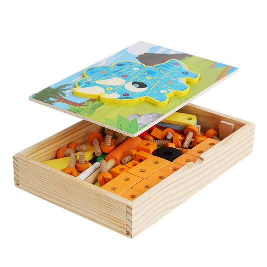 Juego de tuercas y tornillos de madera para niños pequeños