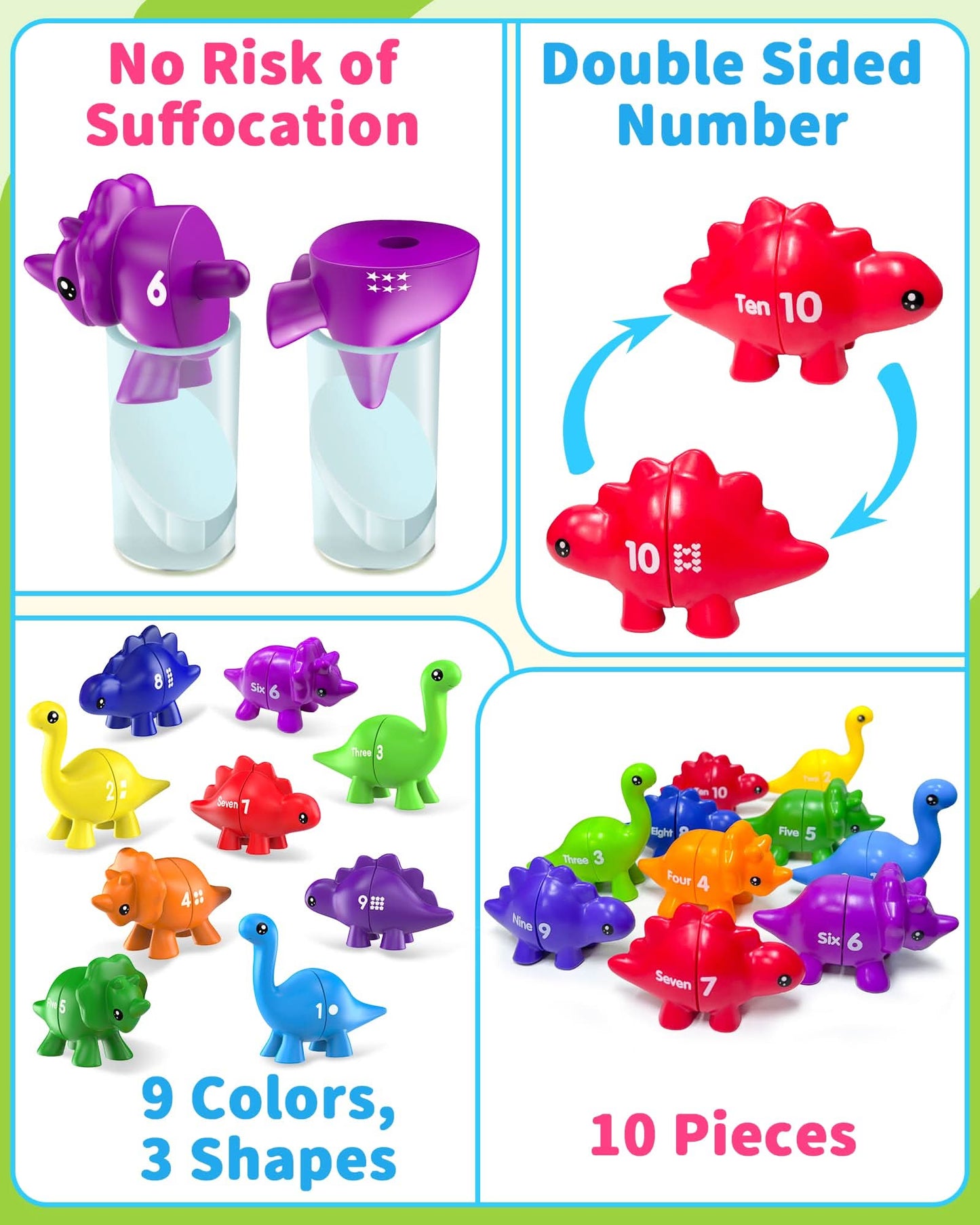 Juguetes de dinosaurio con números para niños