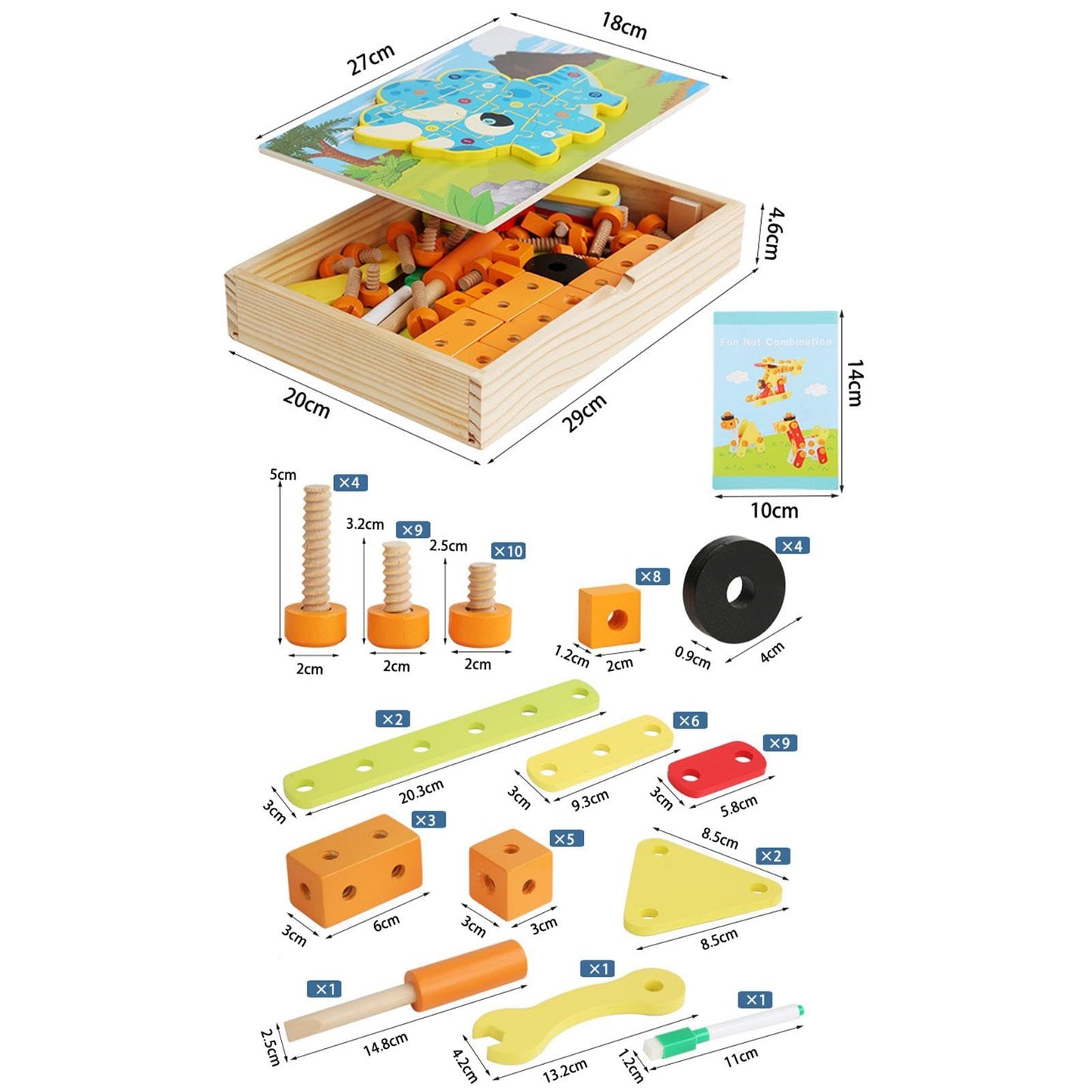 Juego de tuercas y tornillos de madera para niños pequeños