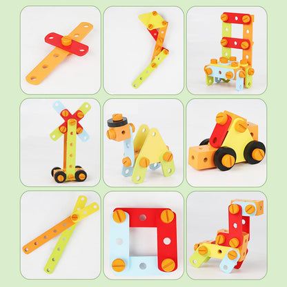Juego de tuercas y tornillos de madera para niños pequeños