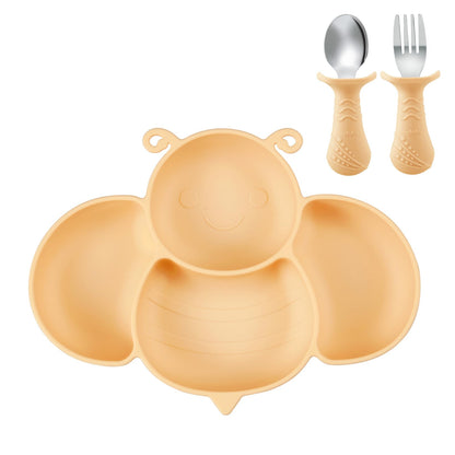 Plato de succión de silicona para bebé con tenedor y cuchara