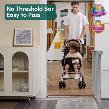 Babelio - Puerta de seguridad para bebés para escaleras y puertas, de 66-109 cm de ancho x 86 cm de alto