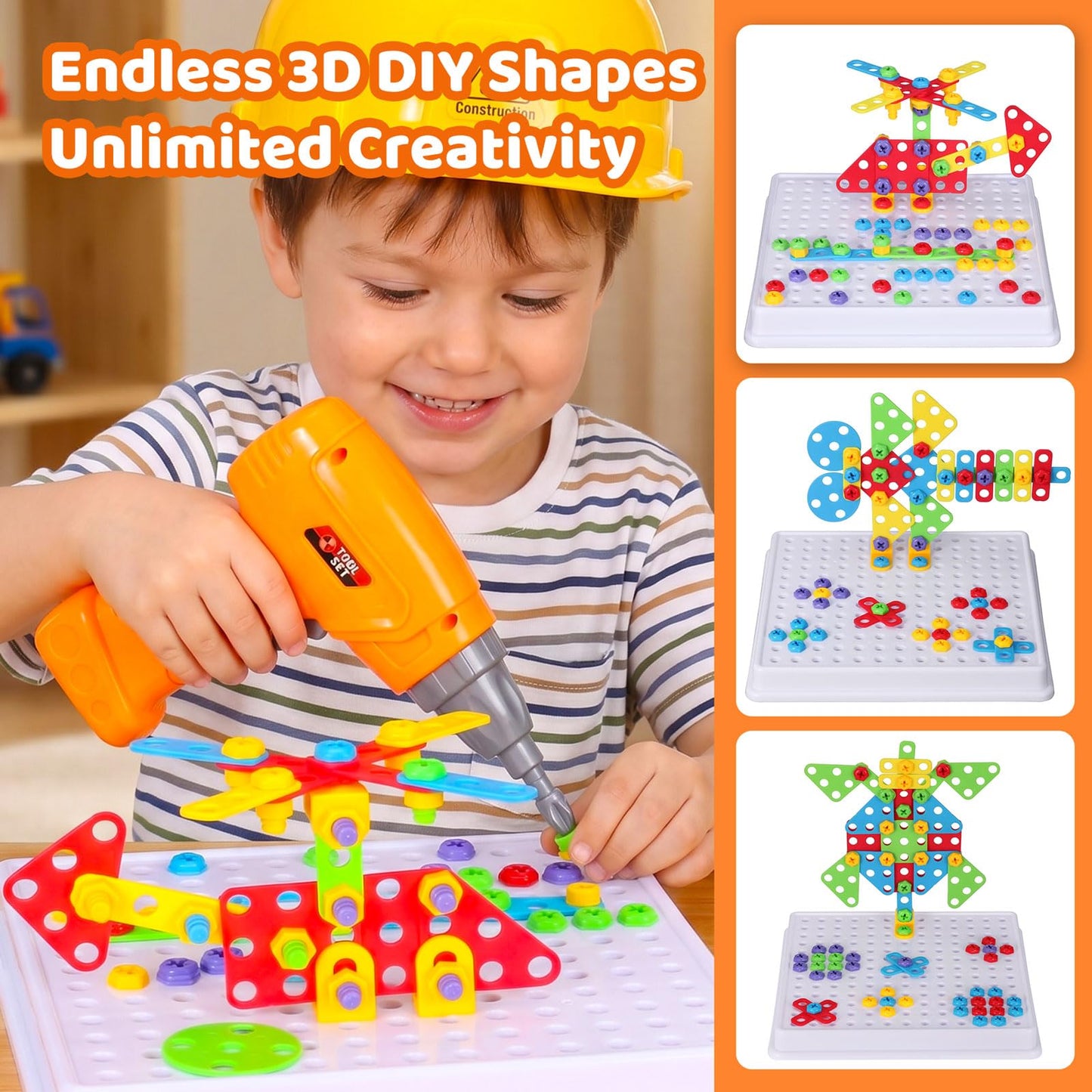 Kit de taladro y construcción STEM para niños de 3 a 8 años