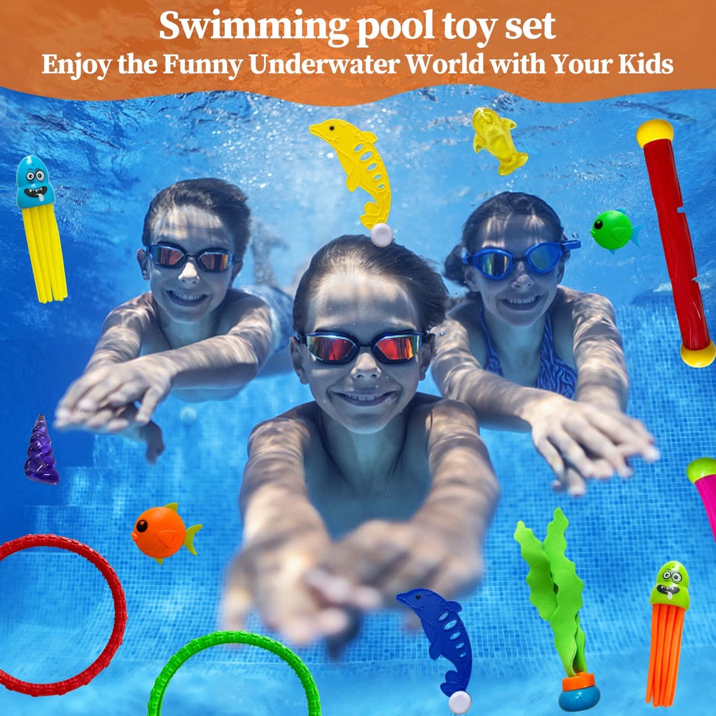 Juguetes de buceo para niños, 44 piezas para nadar bajo el agua