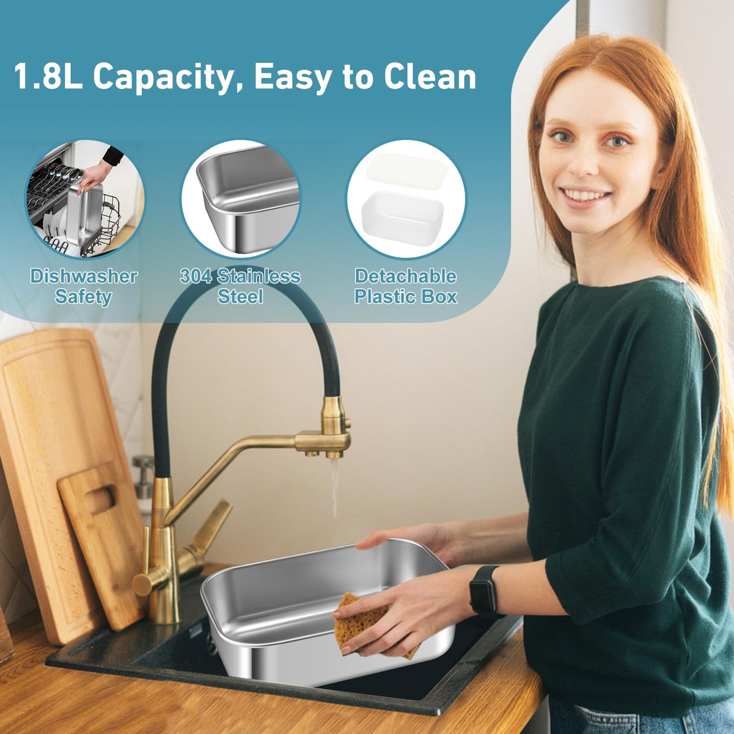 Fiambrera eléctrica portátil de 80 W, calentador de alimentos 3 en 1