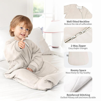 Saco de Dormir de Rayón Hecho de Bambú 0-6 Meses Saco de Dormir de Manga Larga 1.5 Tog