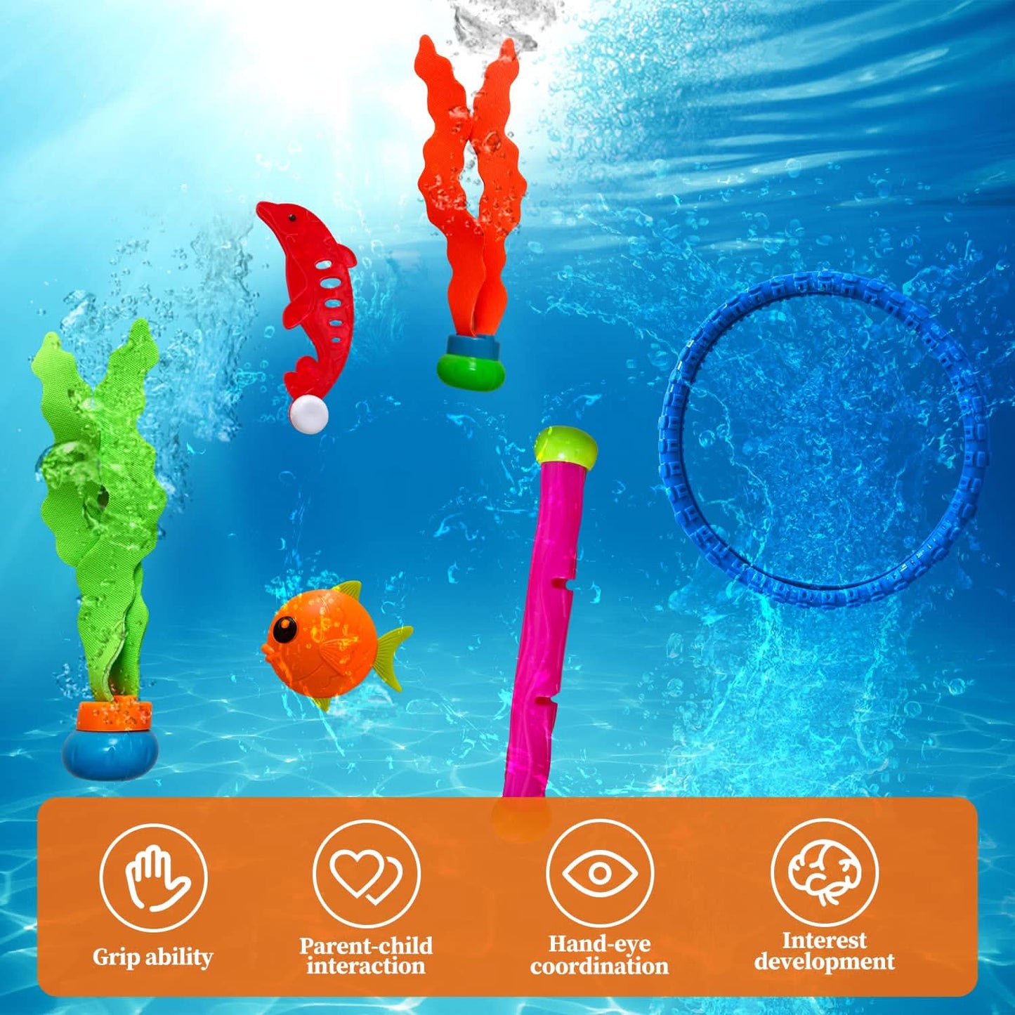 Juguetes de buceo para niños, 44 piezas para nadar bajo el agua