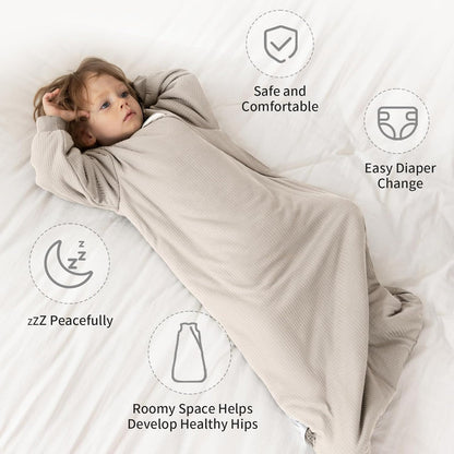 Saco de Dormir de Rayón Hecho de Bambú 0-6 Meses Saco de Dormir de Manga Larga 1.5 Tog