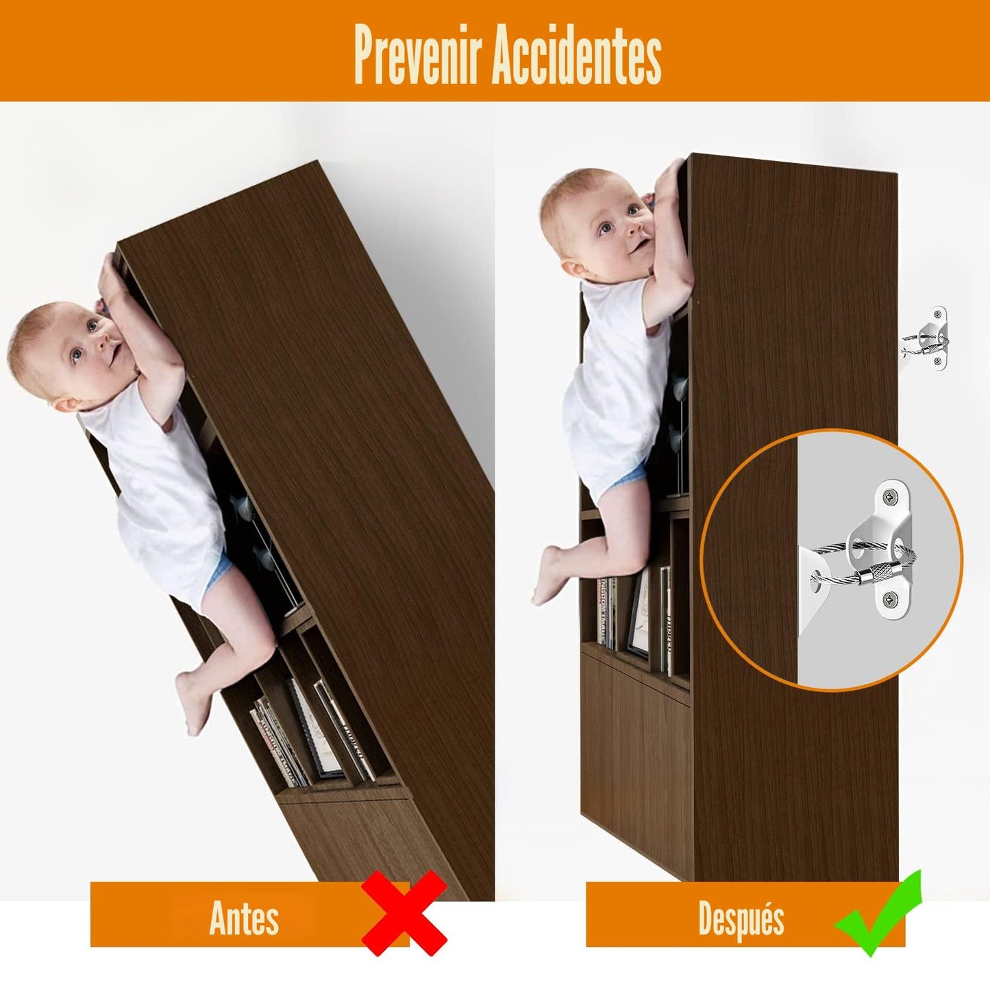 Anclajes para Muebles (10 Paquetes) Anclajes Anti-Volcado para Muebles a Prueba de Bebés