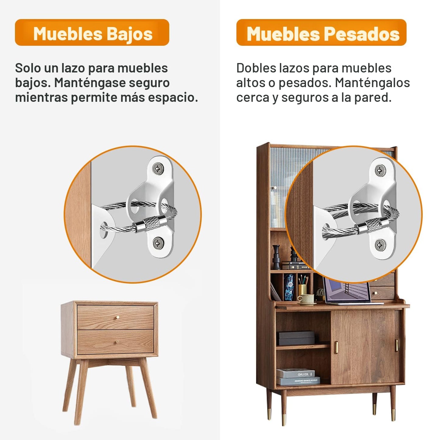 Anclajes para Muebles (10 Paquetes) Anclajes Anti-Volcado para Muebles a Prueba de Bebés