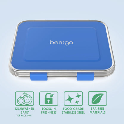 Bentgo Lonchera de acero inoxidable resistente a fugas para niños, 3 compartimentos