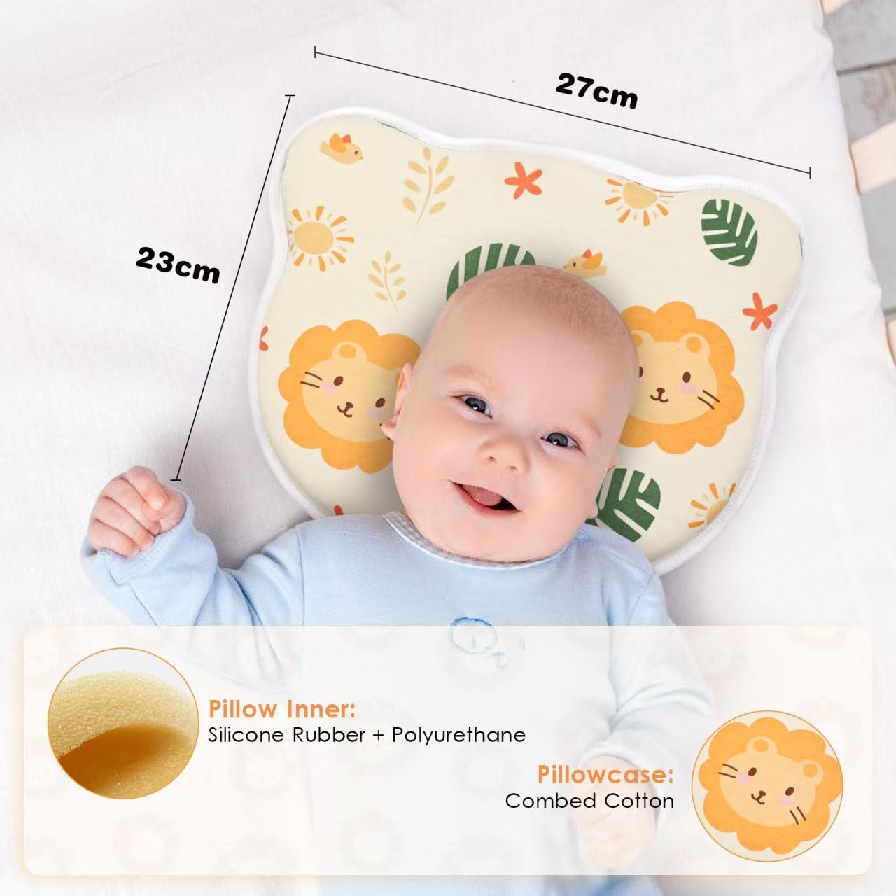 Almohada Suave y Transpirable para Bebé con Espuma