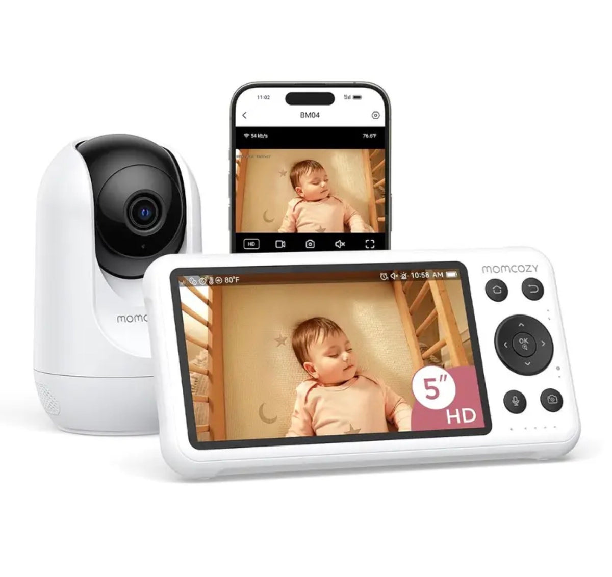 Monitor Momcozy BM03 de 5″ Full HD con Cámara 1080P, app móvil