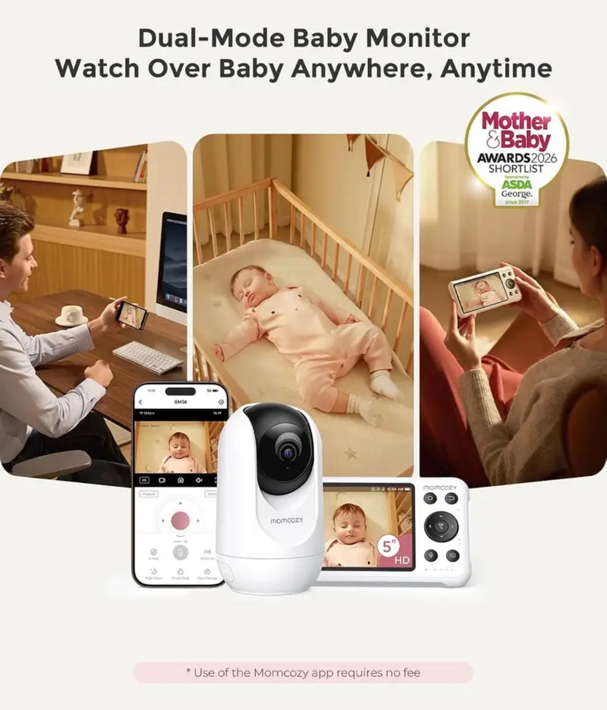 Monitor Momcozy BM03 de 5″ Full HD con Cámara 1080P, app móvil