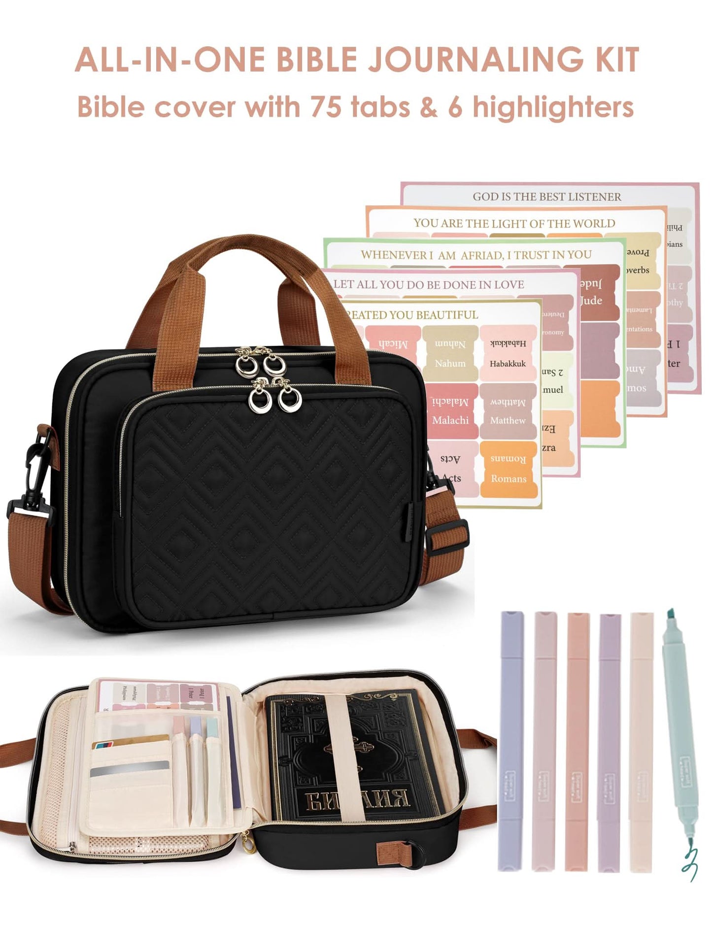 Funda para la Biblia para mujer, bolsa de transporte grande para la Biblia