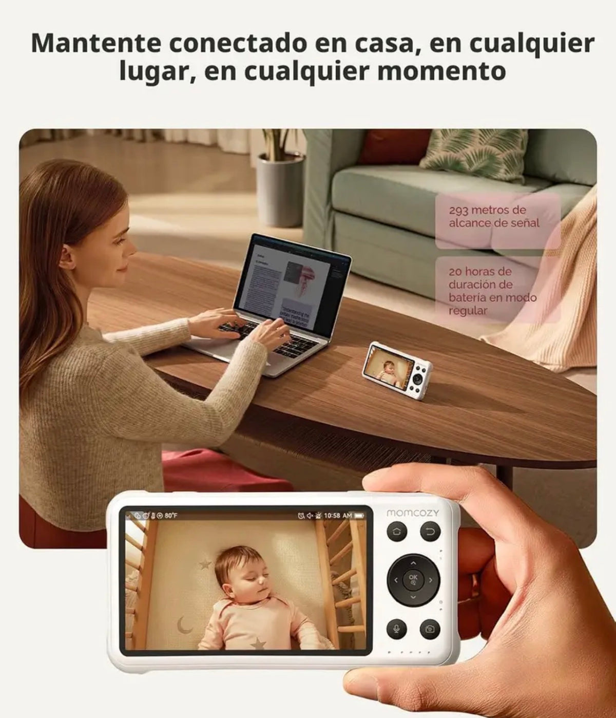 Monitor Momcozy BM03 de 5″ Full HD con Cámara 1080P, app móvil