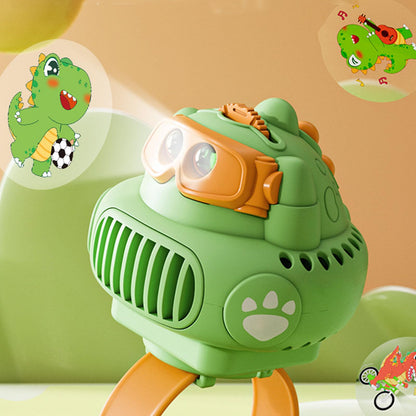 Ventilador de reloj de proyección, ventilador de muñeca portátil con proyección dinámica de dinosaurio