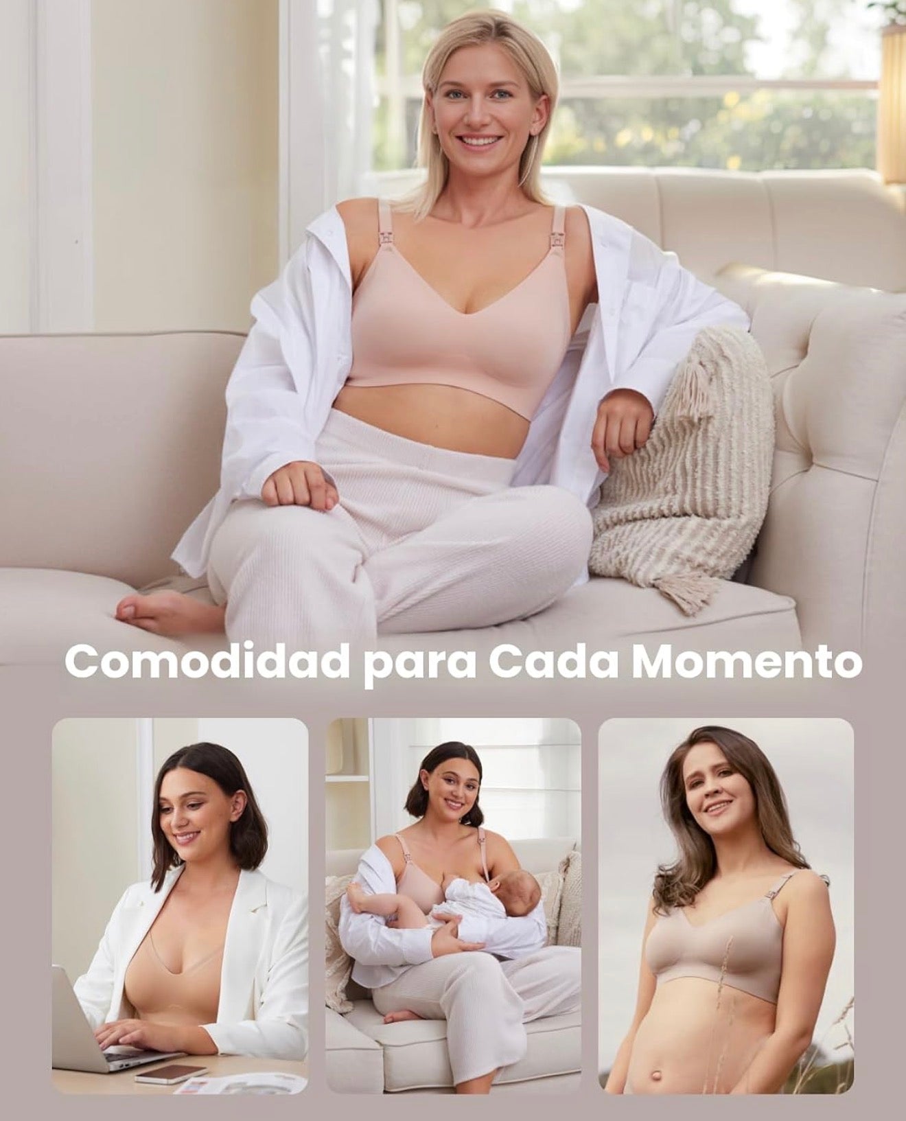 Momcozy YN21 - Brasier de lactancia para lactancia materna, sin costuras, 3XL