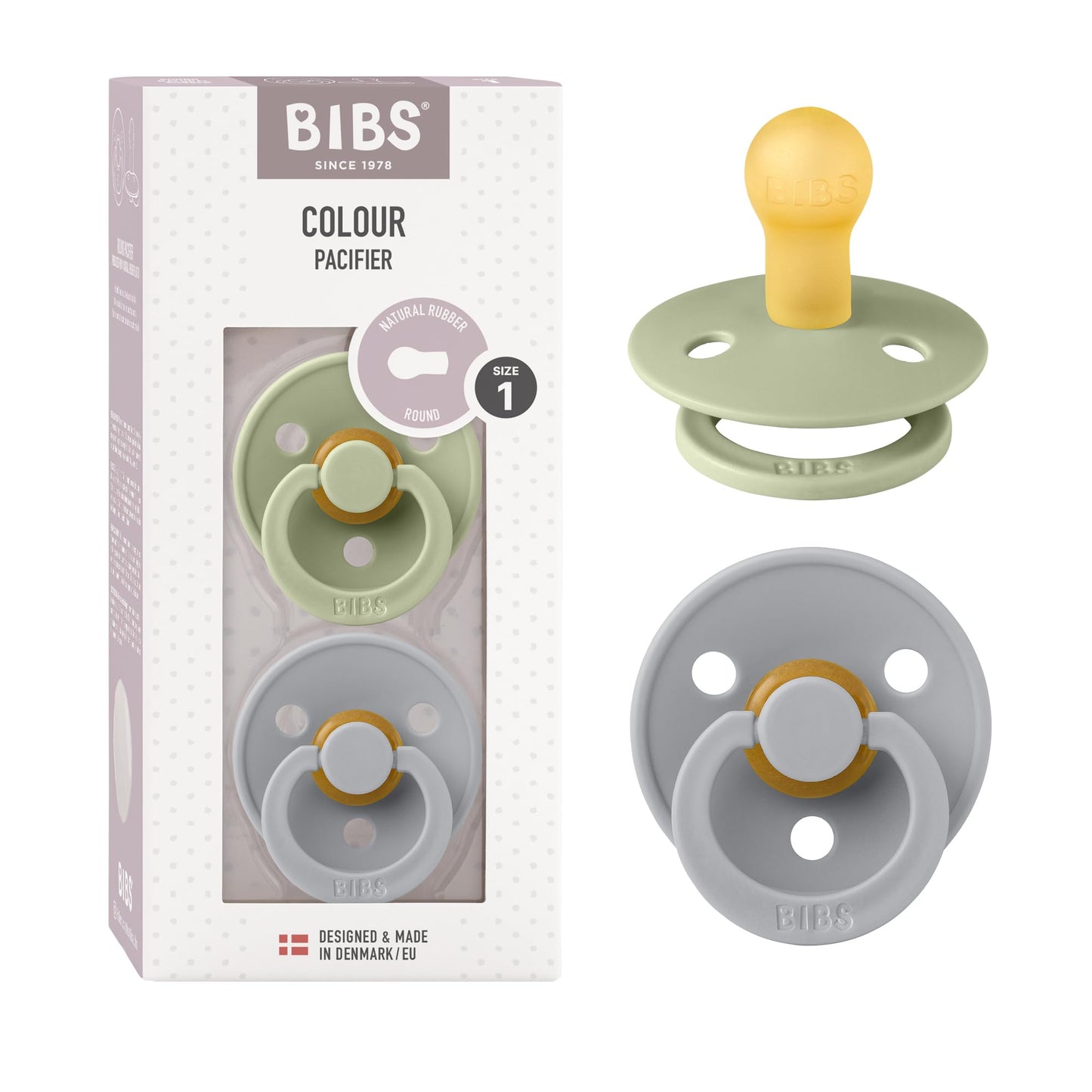 BIBS- Paq. de 2 chupetes de la colección Colour para bebés, 18 meses