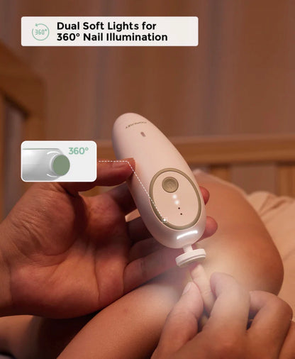 Lima eléctrica para uñas de bebé Momcozy – Luz LED, bajo nivel de ruido