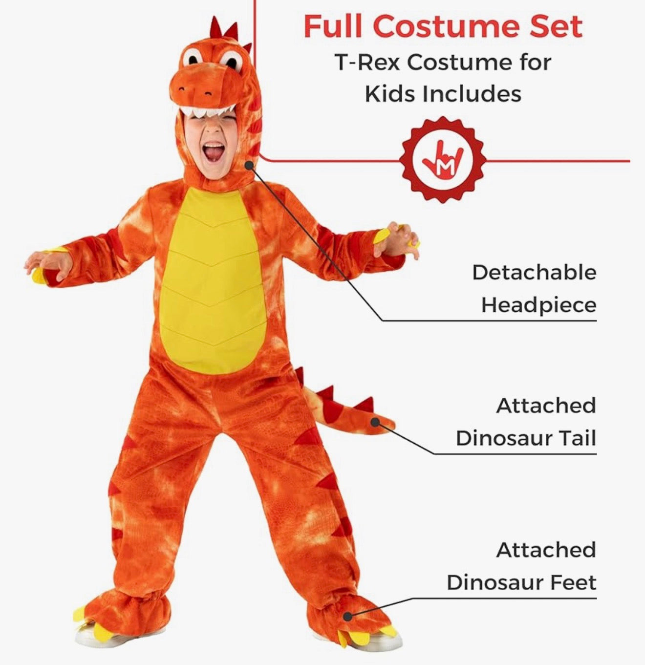 Morph - Disfraz de dinosaurio naranja para niños, 5-7 años
