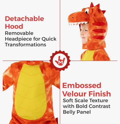 Morph - Disfraz de dinosaurio naranja para niños, 5-7 años
