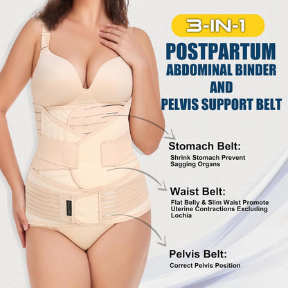 ChongErfei Faja modeladora de recuperación de posparto 3 en 1 para abdomen, talla L