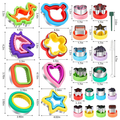 Juego de 26 cortadores de sándwich – 8 moldes grandes con forma de animal y 16 cortadores de galletas pequeños