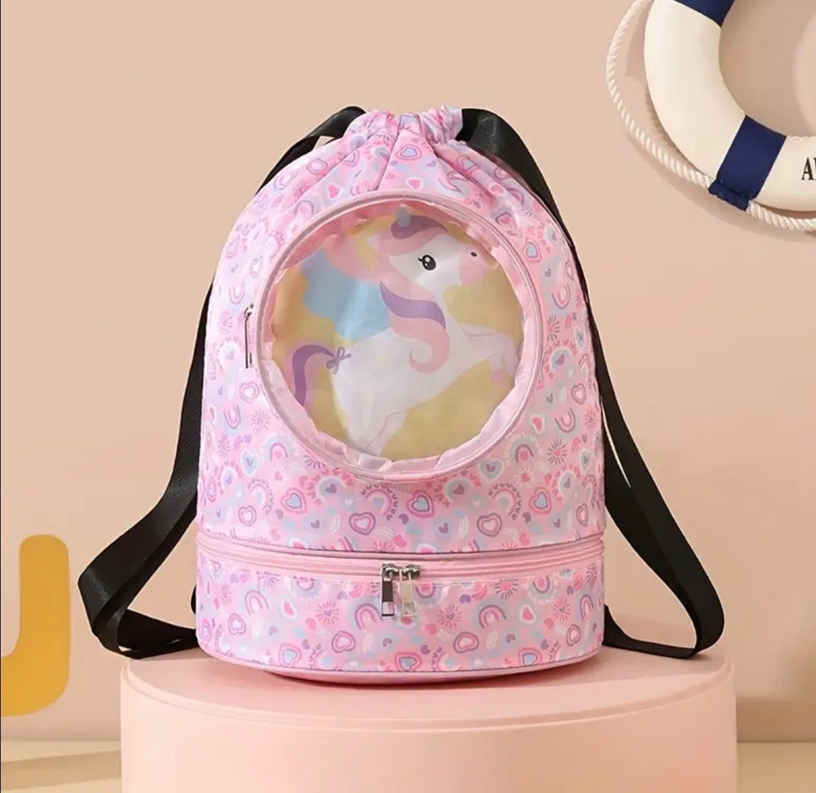 Bolsa de natación de gran capacidad con separación húmedo/seca, Rosa