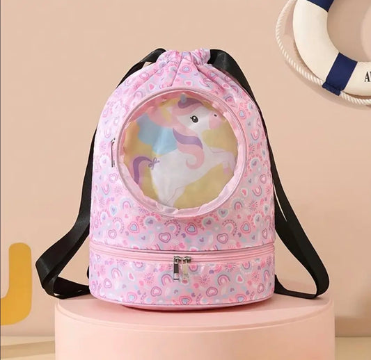 Bolsa de natación de gran capacidad con separación húmedo/seca, Rosa