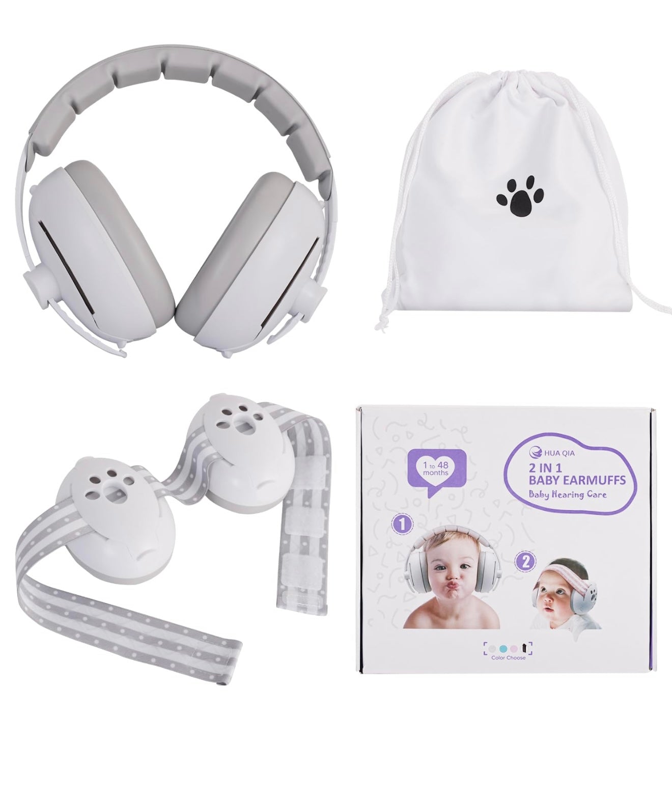 Orejeras y auriculares 2 en 1 para bebé con banda elástica ajustable para protección contra el ruido