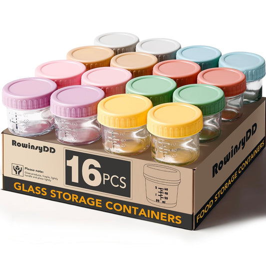 Paquete de 16 recipientes de vidrio para almacenamiento de alimentos para bebés
