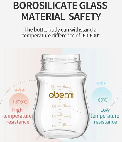 Oberni biberones de cristal, biberón anticólico para lactancia materna con respuesta natural
