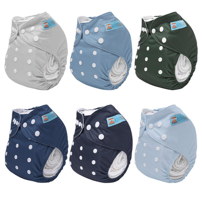 ALVA - Pañales de tela para bebé, paquete de 6 con 12 insertos para niños de 0 a 3 años