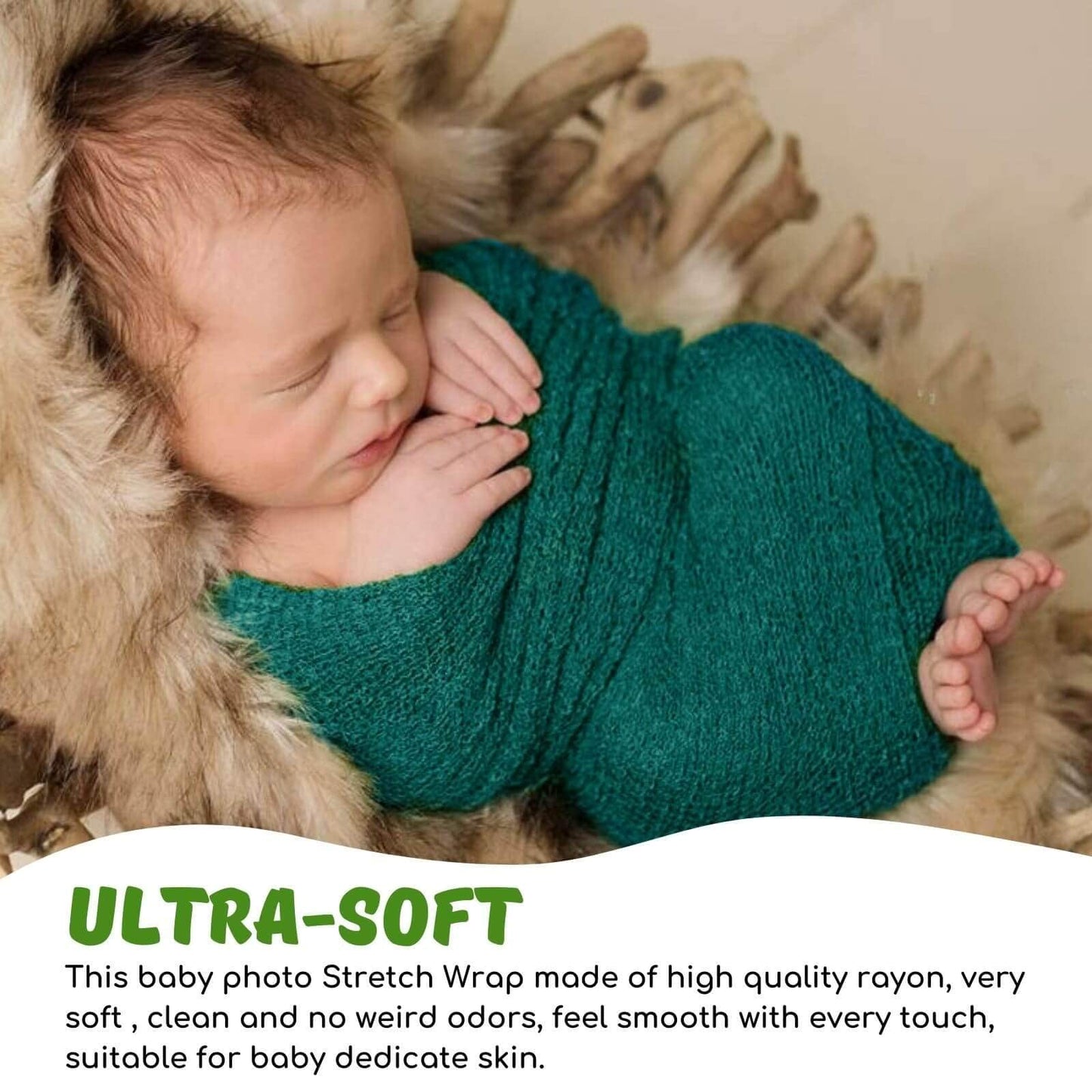 Sunmig Accesorios de fotografía para recién nacidos, 3 piezas de envolturas elásticas para bebés