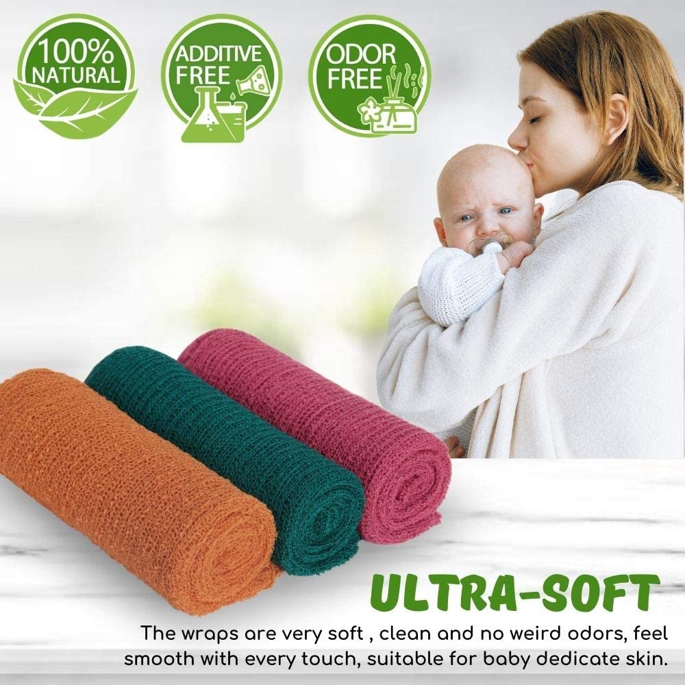 Sunmig Accesorios de fotografía para recién nacidos, 3 piezas de envolturas elásticas para bebés