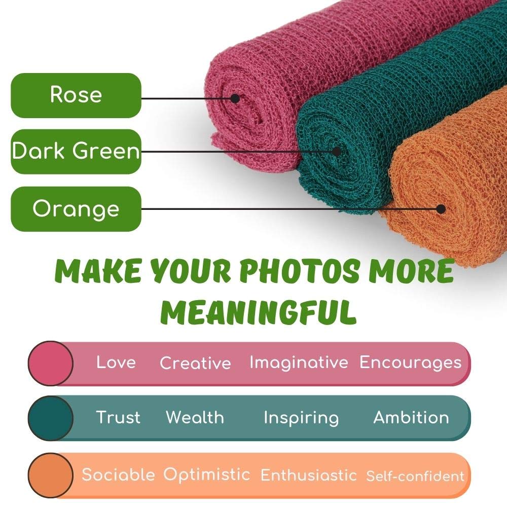 Sunmig Accesorios de fotografía para recién nacidos, 3 piezas de envolturas elásticas para bebés