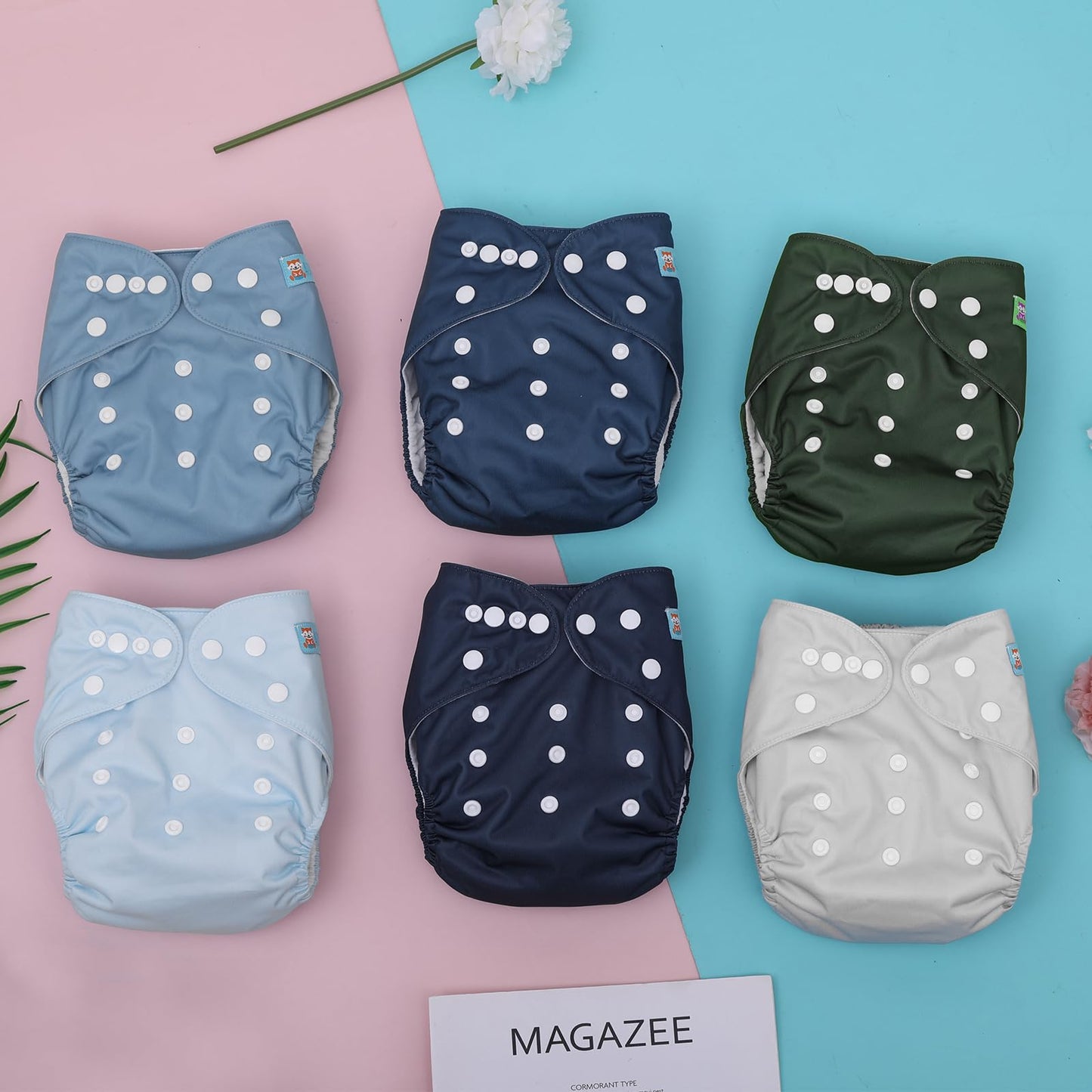 ALVA - Pañales de tela para bebé, paquete de 6 con 12 insertos para niños de 0 a 3 años