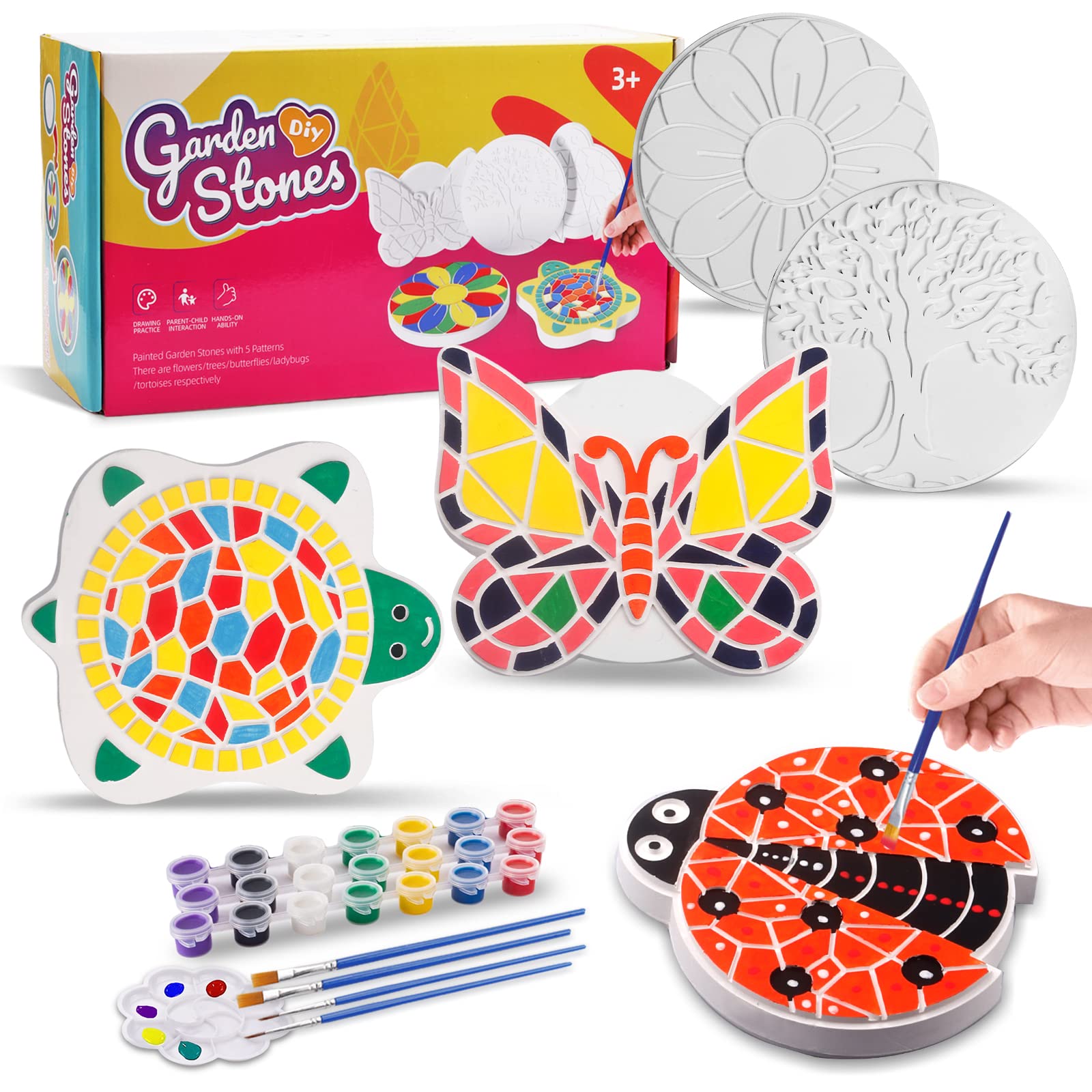 Weilim Paint Your Own Stepping Stones Paquete de 5 para niños