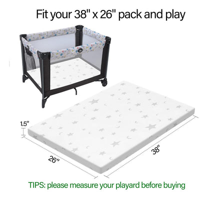 Beianpp Pack And Play Cubrecolchón De 38 X 26 X 1.5 Pulgadas