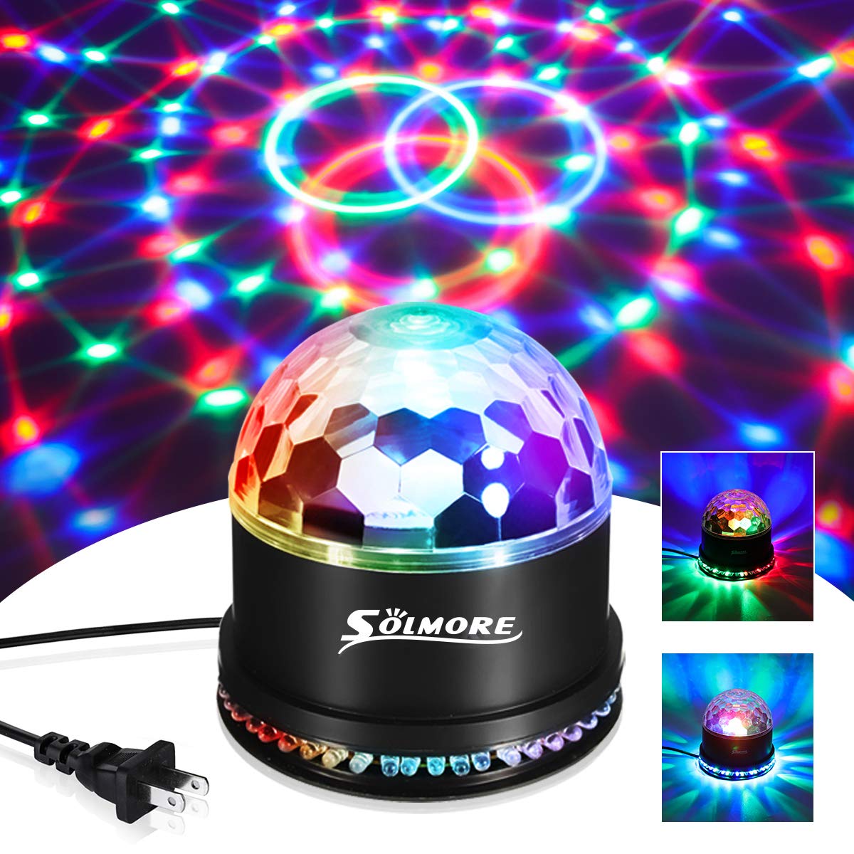 Luces de bola de discoteca, luces de fiesta LED RGB activadas por sonido SOLMORE 12W