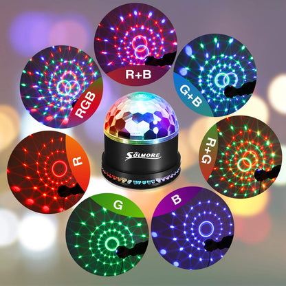Luces de bola de discoteca, luces de fiesta LED RGB activadas por sonido SOLMORE 12W