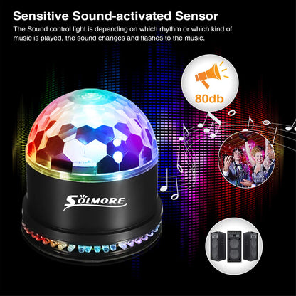 Luces de bola de discoteca, luces de fiesta LED RGB activadas por sonido SOLMORE 12W