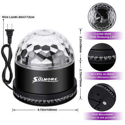 Luces de bola de discoteca, luces de fiesta LED RGB activadas por sonido SOLMORE 12W
