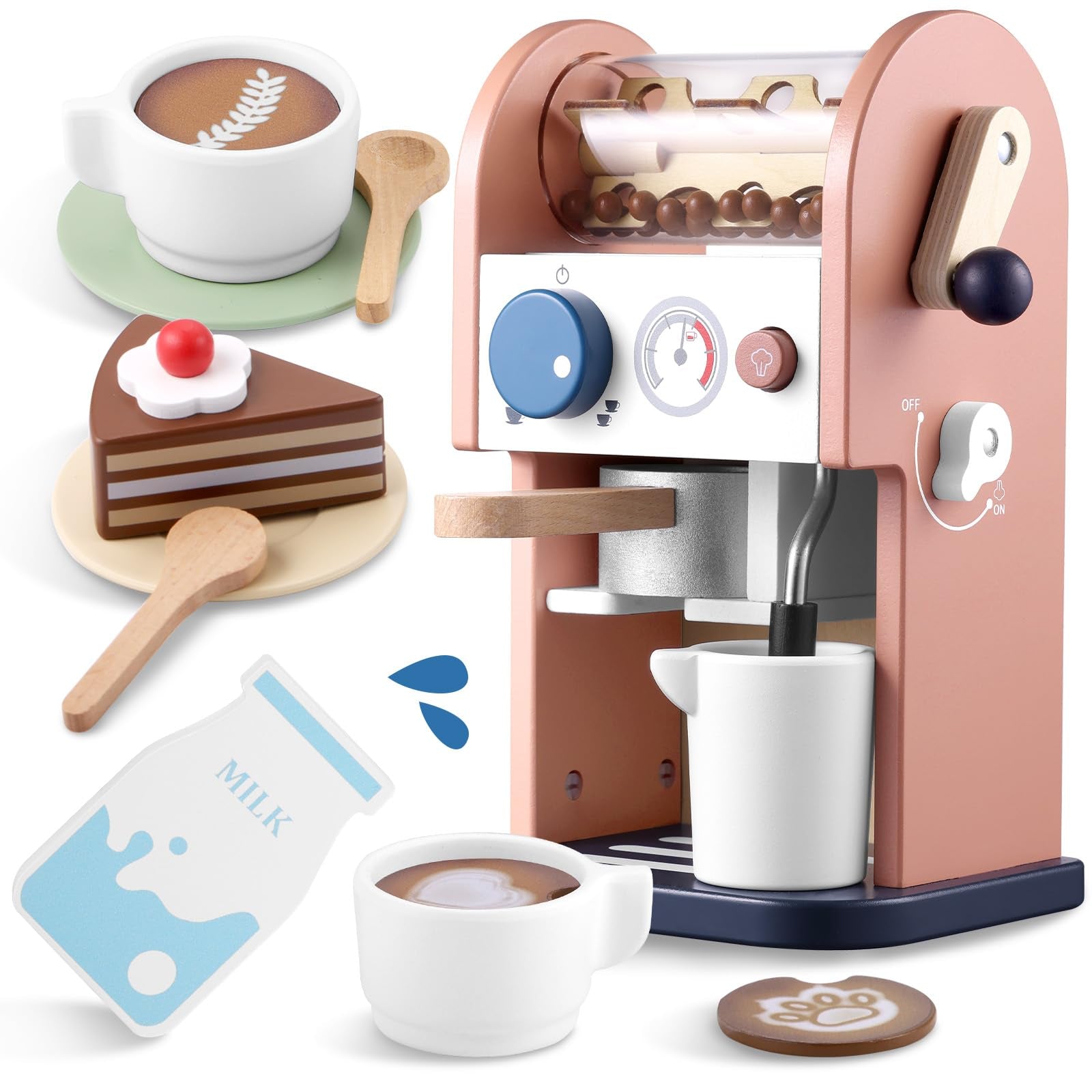 Cafetera de juguete para niños, 14 piezas