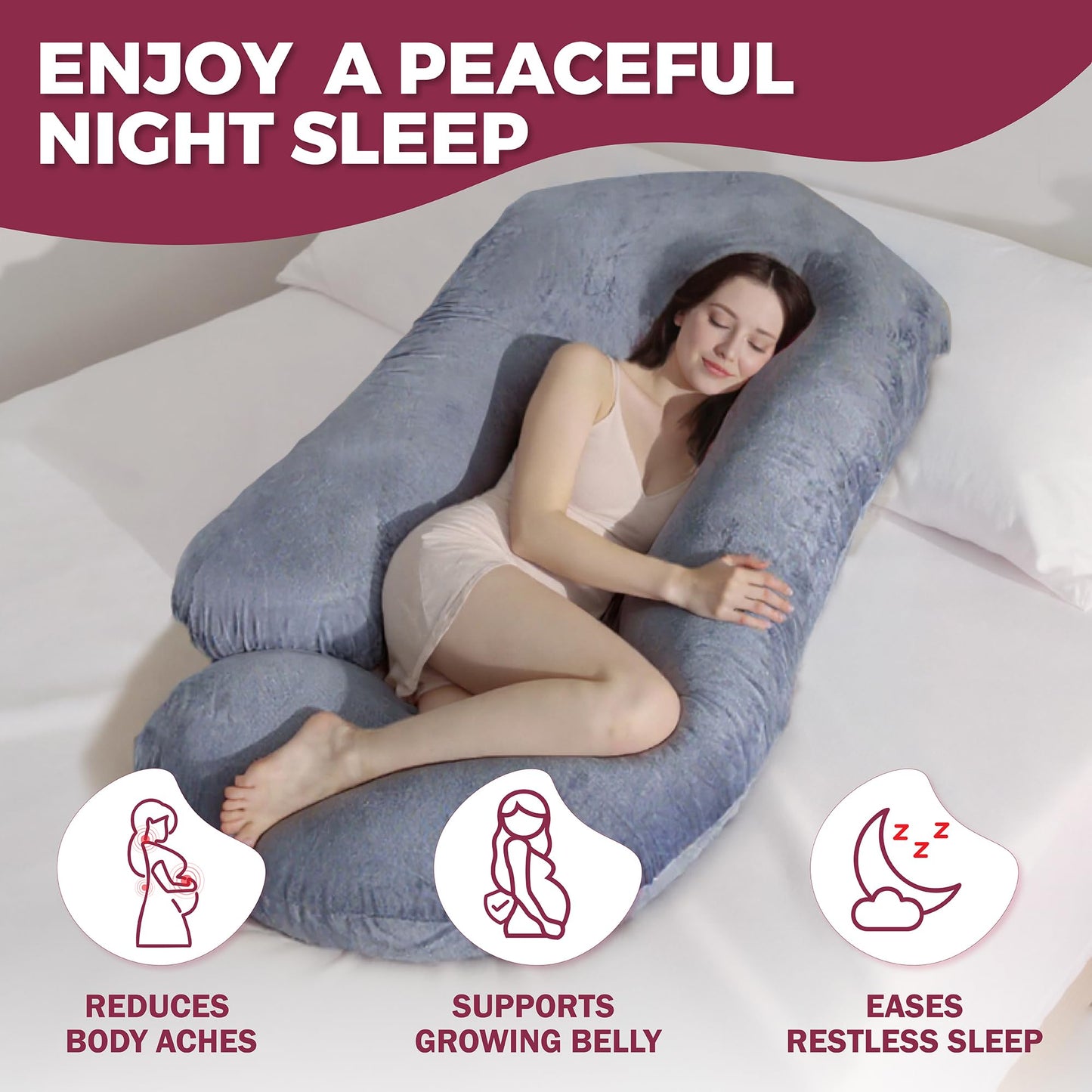 PILLANI - Almohadas de embarazo para dormir – Almohadón de maternidad de 57 pulgadas