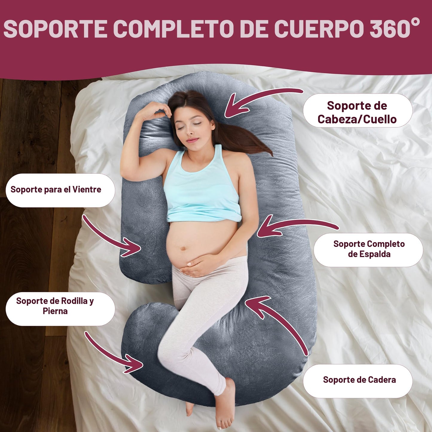 PILLANI - Almohadas de embarazo para dormir – Almohadón de maternidad de 57 pulgadas