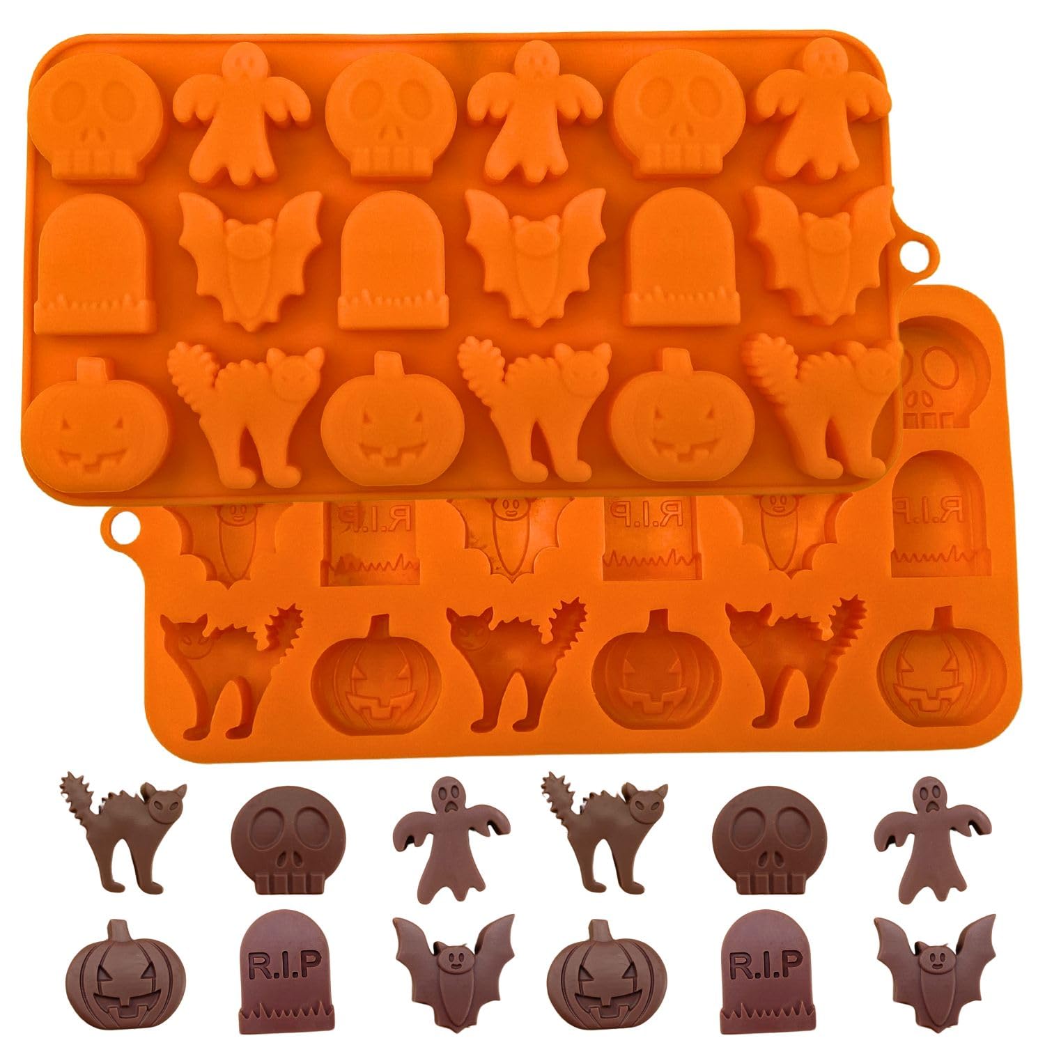Crethinkaty 1 molde de silicona para chocolate con 18 cavidades para calabaza